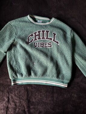 Chill Vibes Green Sherpa Pullover